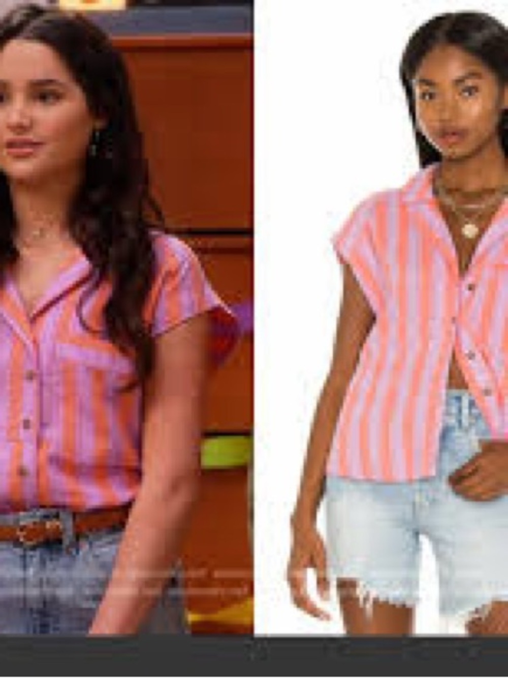 Free People Play It Cool Striped Shirt in the Sorbet Combo colorway large